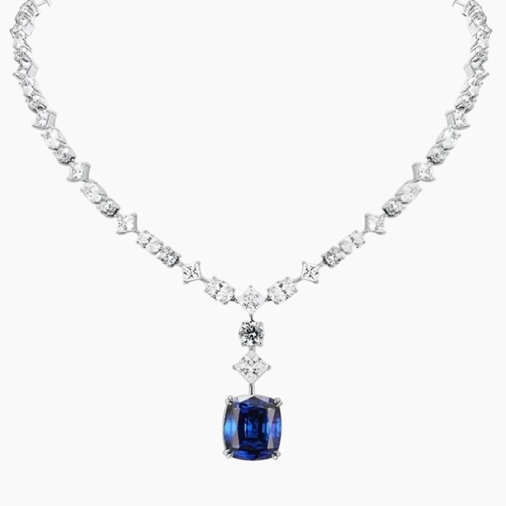 Sapphire Diamonds Gemstone Necklaces | SterlingSilver