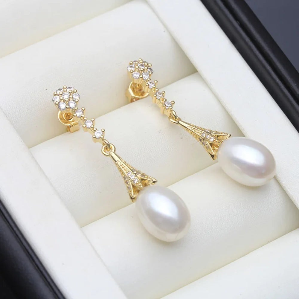 Luxurious Diamond Pearl Earrings | 18K Gold