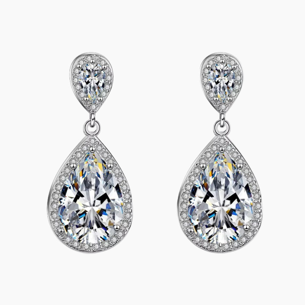Tear Drop Diamond Earring | Sterling Silver