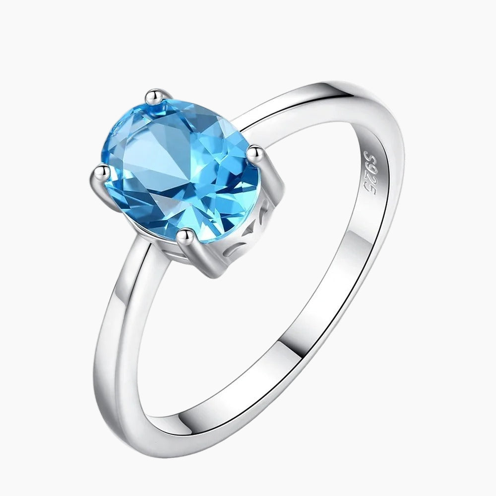 Luxury Blue Topaz Wedding Ring | Sterling Silver