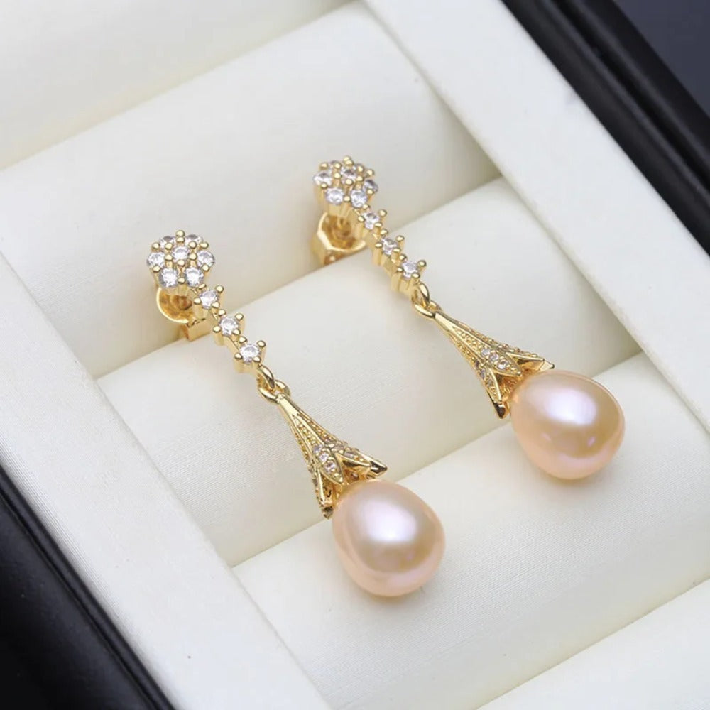 Luxurious Diamond Pearl Earrings | 18K Gold