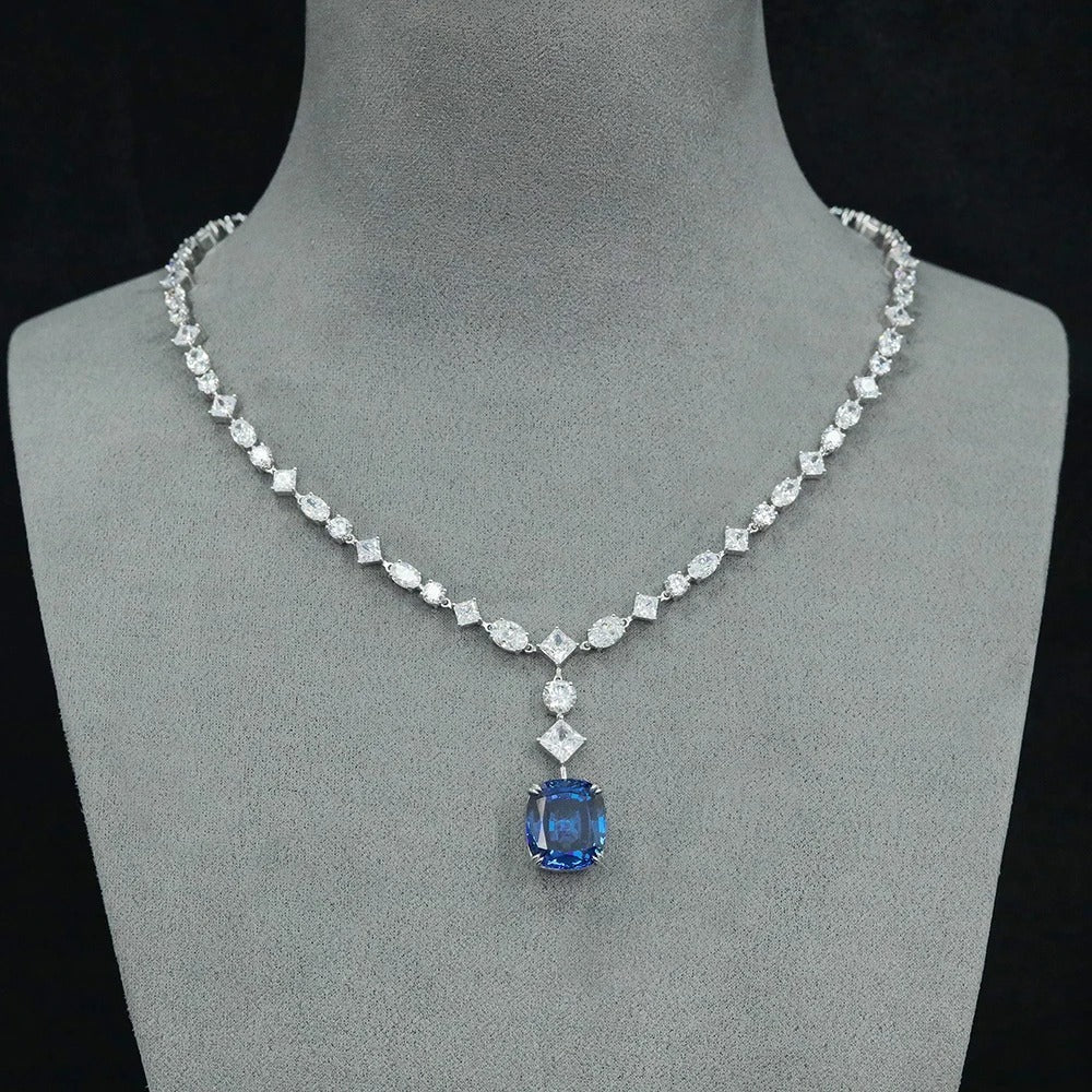 Sapphire Diamonds Gemstone Necklaces | SterlingSilver