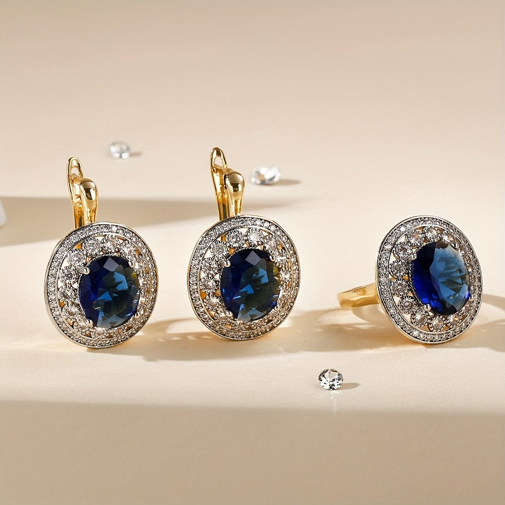 Luxury Inlaid Oval Diamond Earrings | 18K Gold