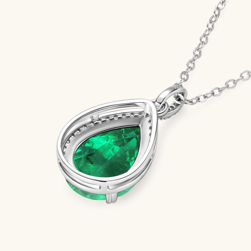 Water Drop Emerald Necklace -| Sterling Silver