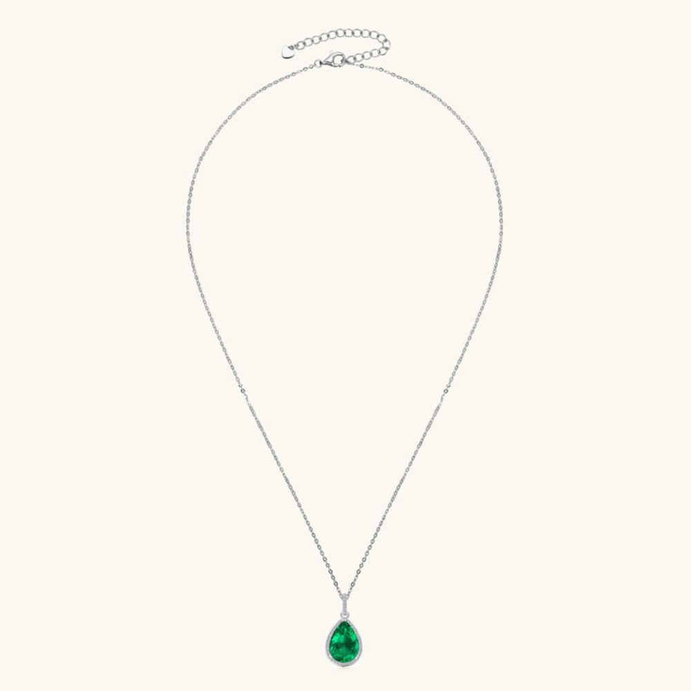 Water Drop Emerald Necklace -| Sterling Silver
