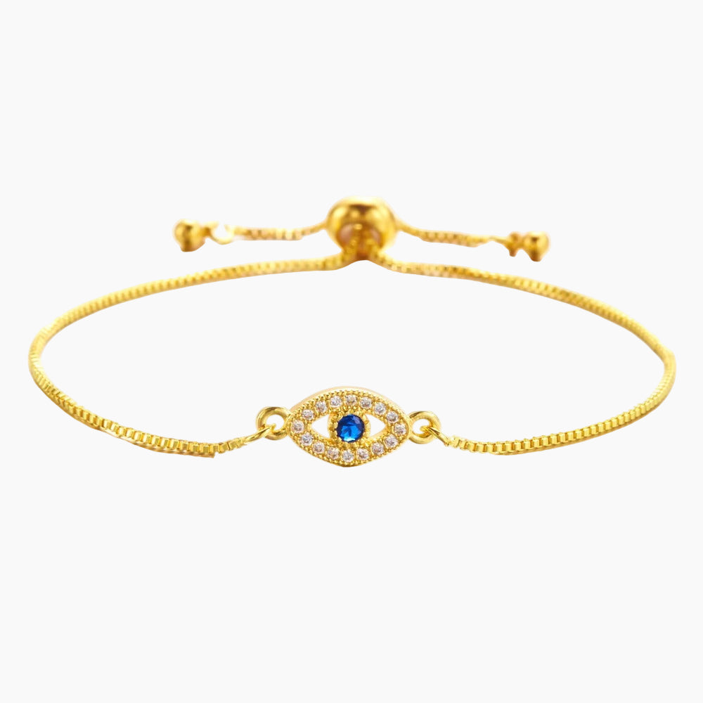 Luxury Zircon Blue Eye Bracelet | 24K Gold