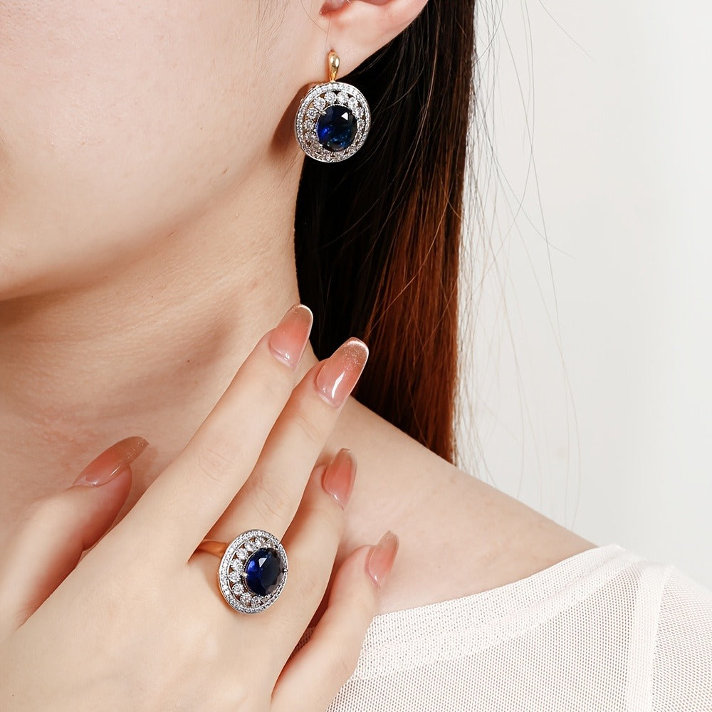 Luxury Inlaid Oval Diamond Earrings | 18K Gold