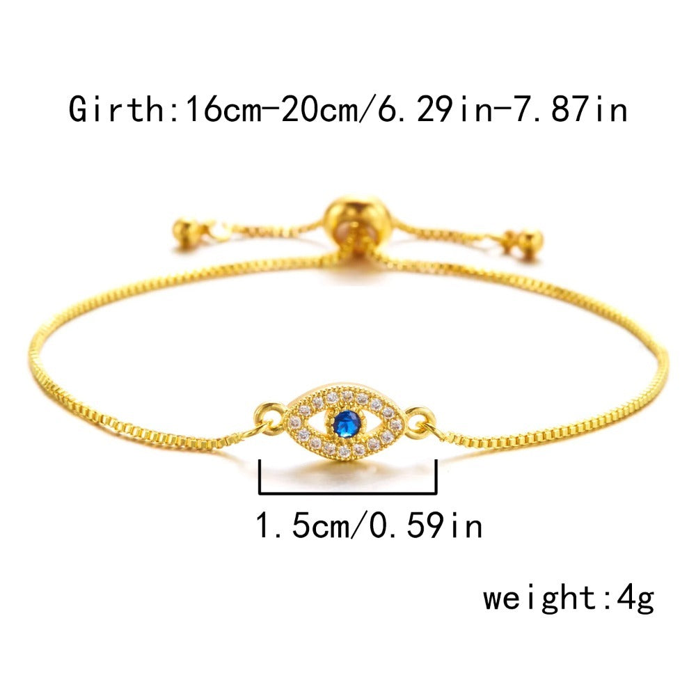 Luxury Zircon Blue Eye Bracelet | 24K Gold