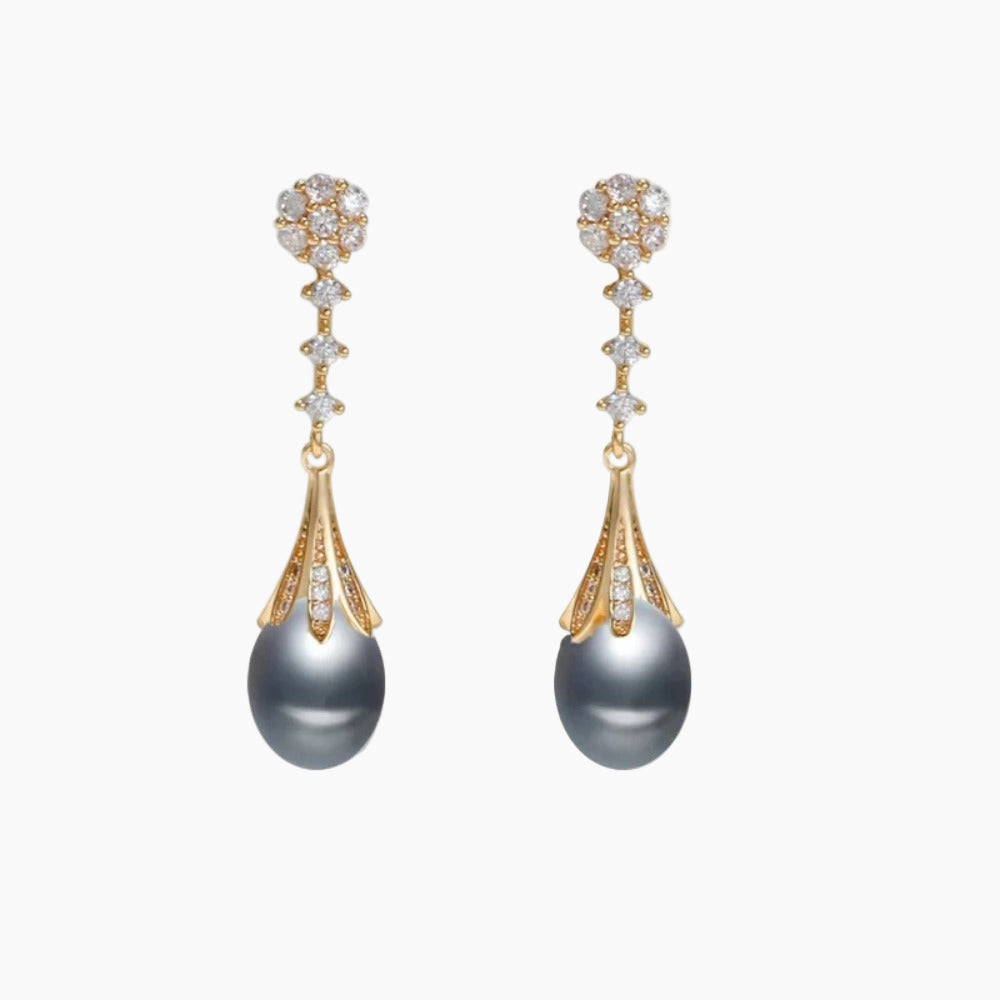 Luxurious Diamond Pearl Earrings | 18K Gold