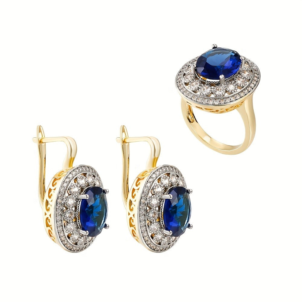 Luxury Inlaid Oval Diamond Earrings | 18K Gold