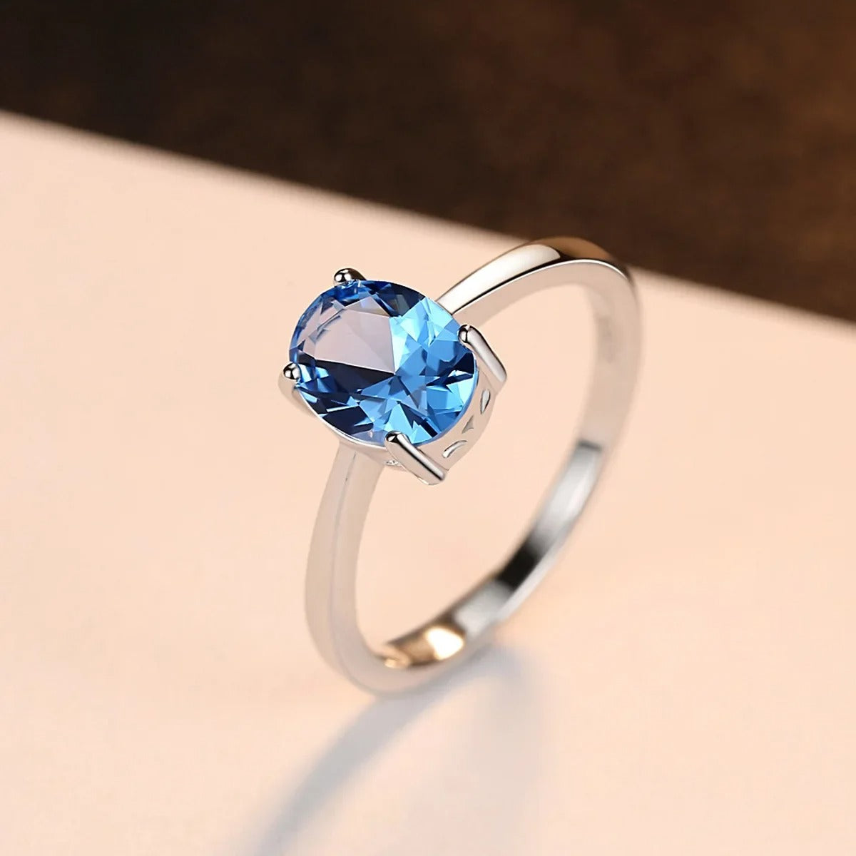 Luxury Blue Topaz Wedding Ring | Sterling Silver