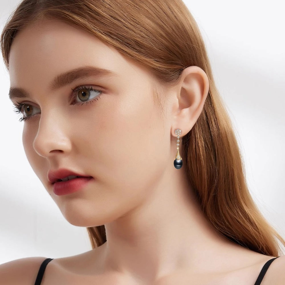 Luxurious Diamond Pearl Earrings | 18K Gold